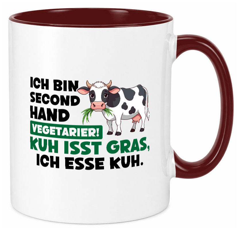 Ich bin secendhand vegetarierer | BBQ Kühe Liebhaber v2 Geschenk Humor Tasse