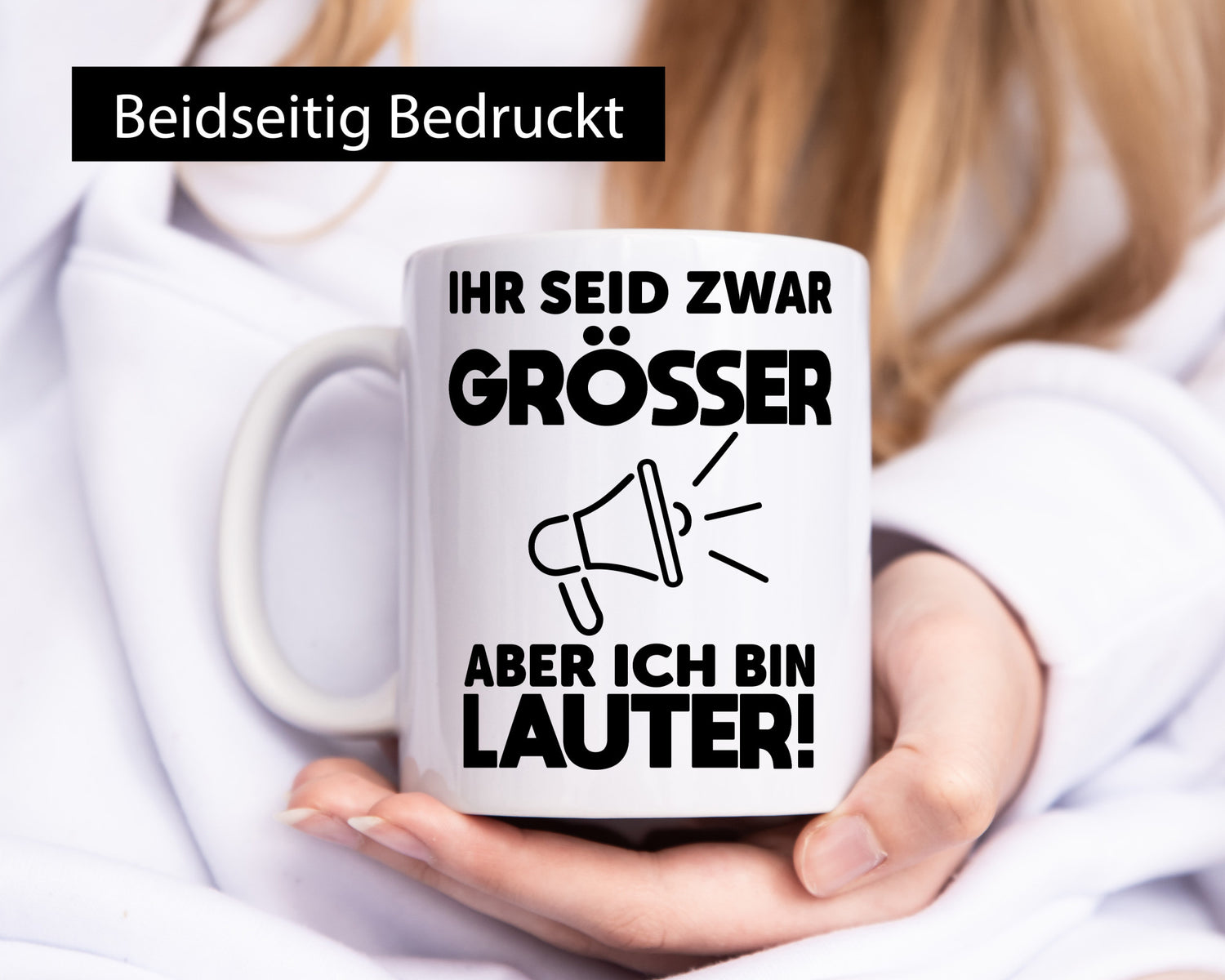Ihr seid zwar größer aber ich bin Lauter lustiger Spruch Geschenk Humor
