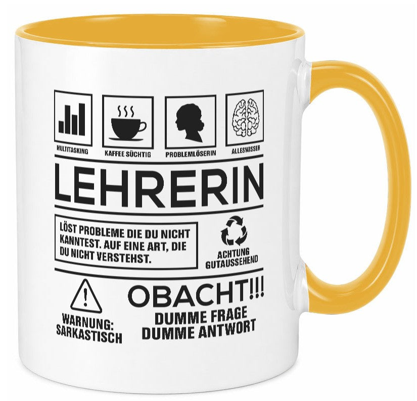 Achtung Probleme Lehrerin | Schule Beruf Schüler lustig Arbeit Kollegen Büro Tasse