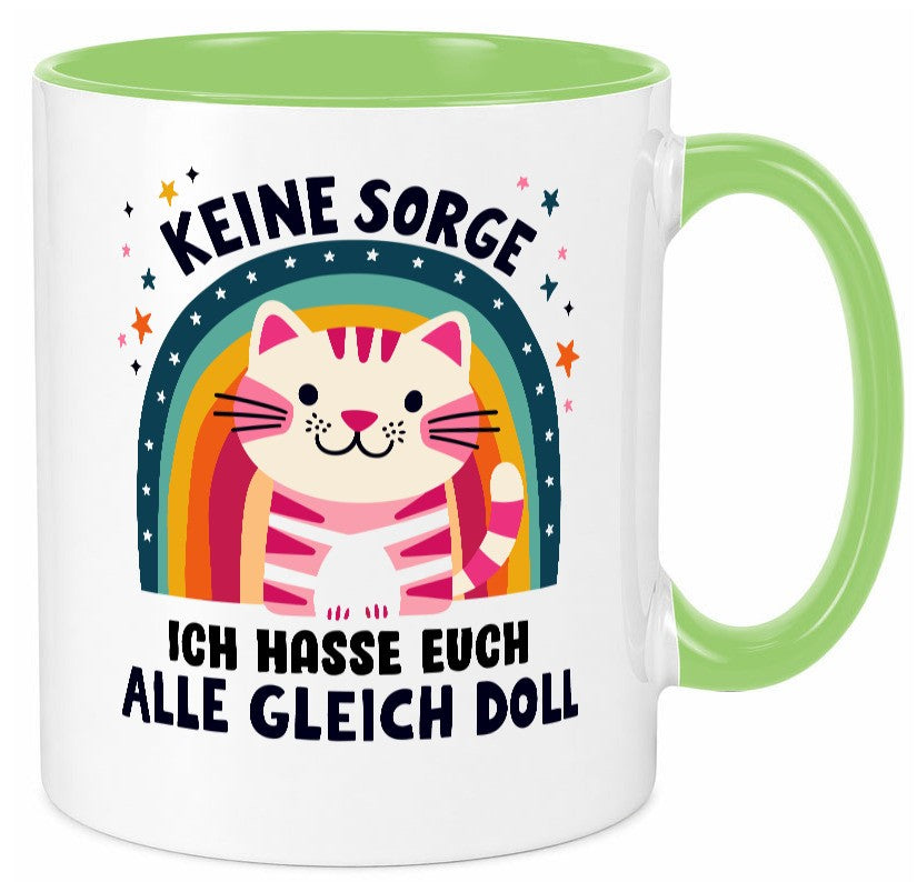 Ich hasse euch alle gleich doll | Katze Sarkasmus lustig Tierliebhaber Humor Tasse