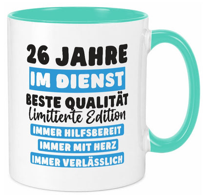 26 Jahre im Dienst | Jubiläum Arbeit v6 Geschenk Kollegen Büro lustiger Spruch Tasse