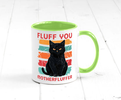Fluff you Motherfluffer | Schwarze Katze Böse Humor Tierliebhaber Geschenkidee