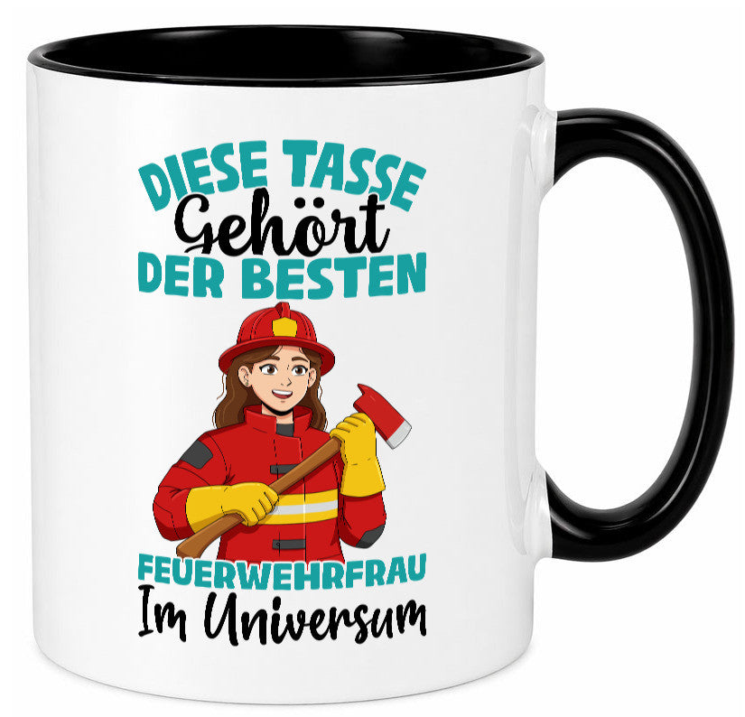 Im Universum: Feuerwehrfrau | Feuerwehr lustig Humor Geschenkidee Geschenk Tasse