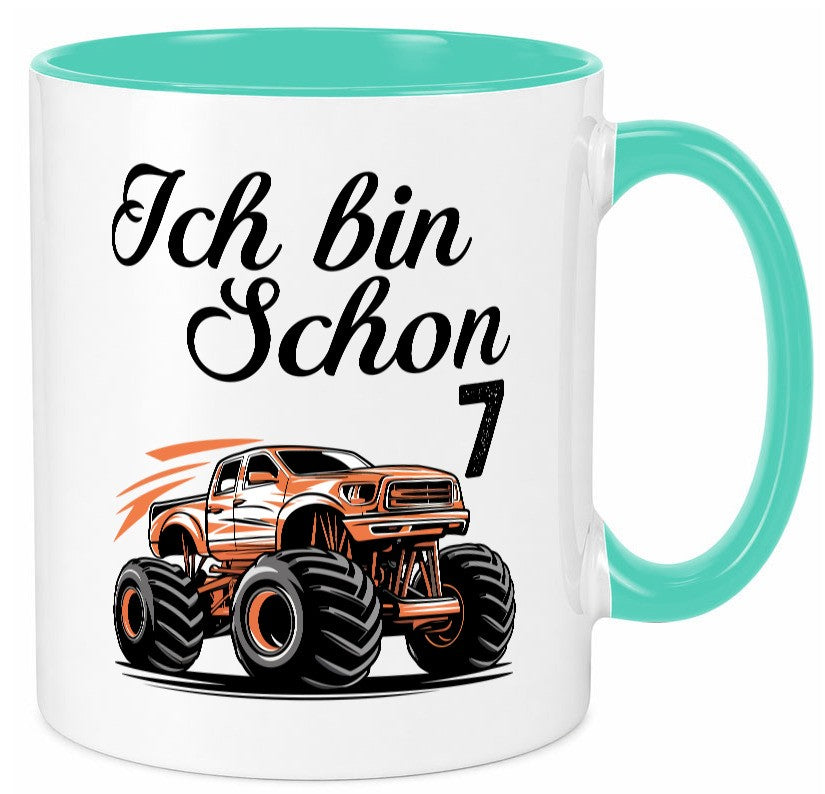 7. Geburtstag | Monster truck 7 Jahre lustiger Spruch Geschenk Geschenkidee Tasse
