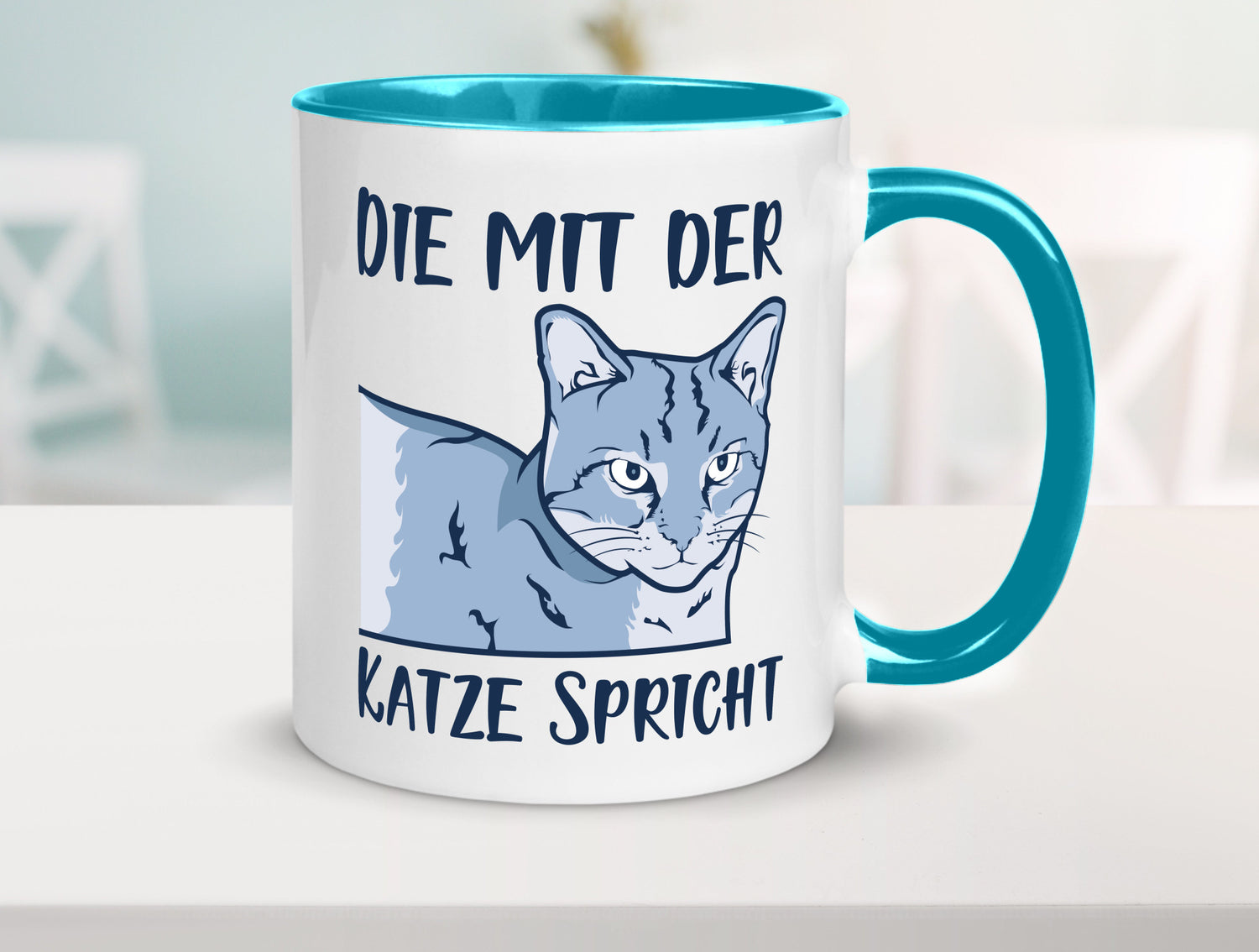 Die mit der Katze spricht | Humor Tierliebhaber Geschenkidee Tasse