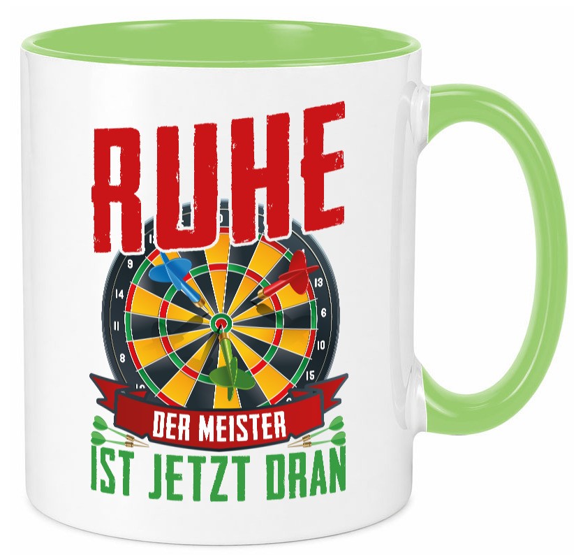 Ruhe der Meister ist dran | Dart Dartspieler Geschenkidee Humor Tasse
