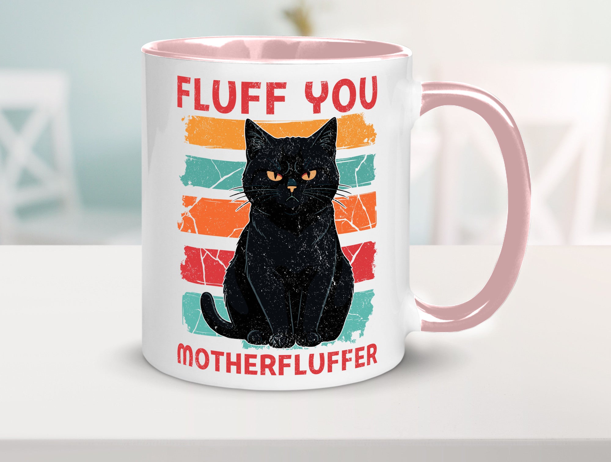 Fluff you Motherfluffer | Schwarze Katze Böse Humor Tierliebhaber Geschenkidee