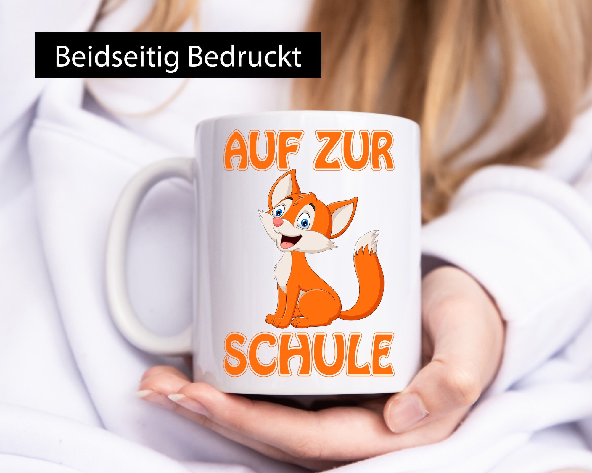 Auf zur Schule | Schulstart Tasse Fuchs Schulkind lustiger Spruch Geschenk