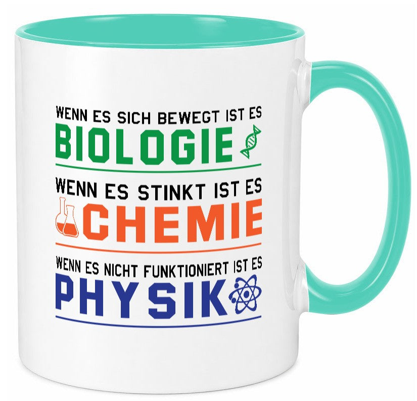Biologie, Chemie, Physik | Reagenzglas lustig Humor Geschenkidee Geschenk Tasse