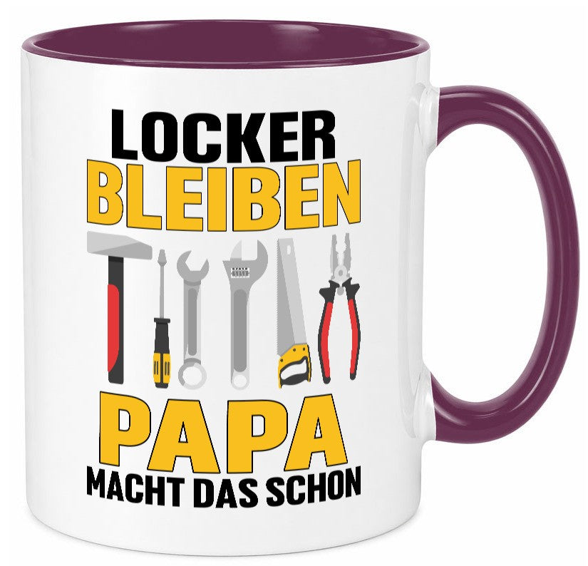 Locker bleiben papa macht das schon | vatertag v2 Geschenkidee Familie Humor Tasse
