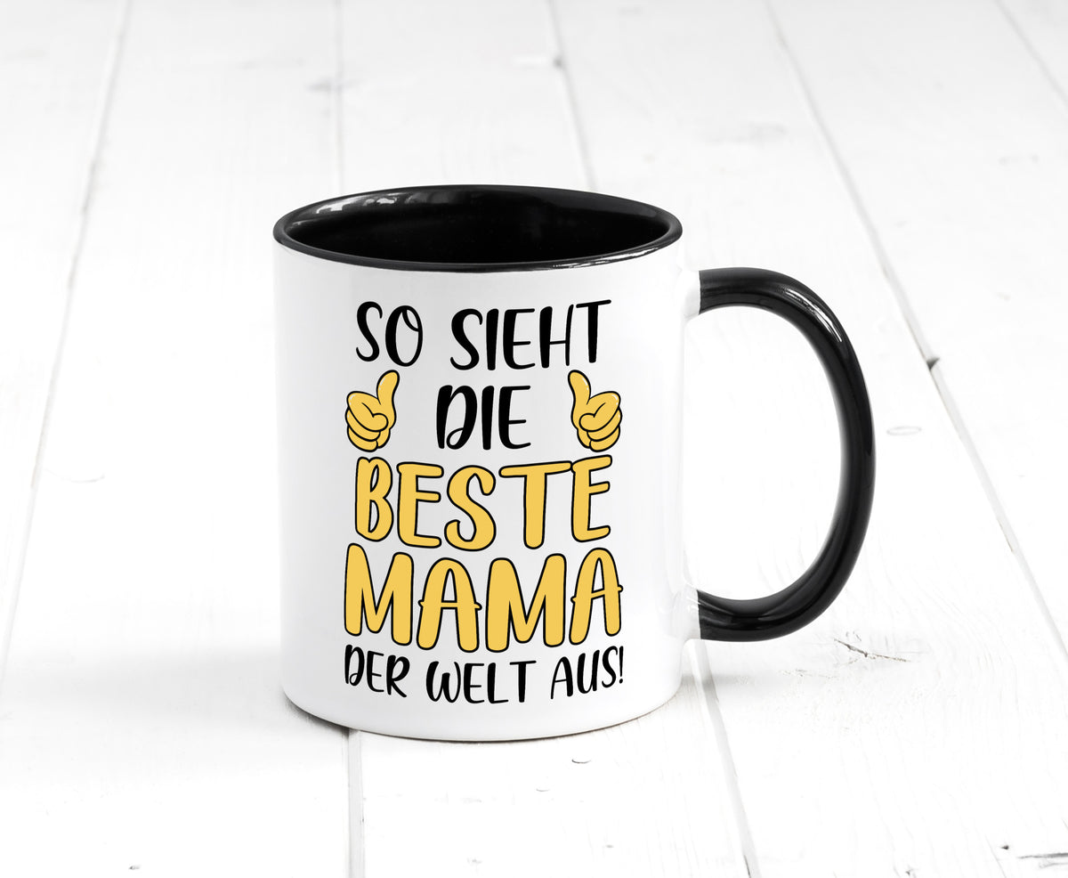 Beste Mama der Welt | Daumen hoch Geschenk Familie Geschenkidee lustiger Spruch Tasse