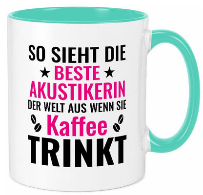 Kaffee trinkt: Akustikerin | Akustik Hörgeräteakustik Geschenkidee Humor Tasse