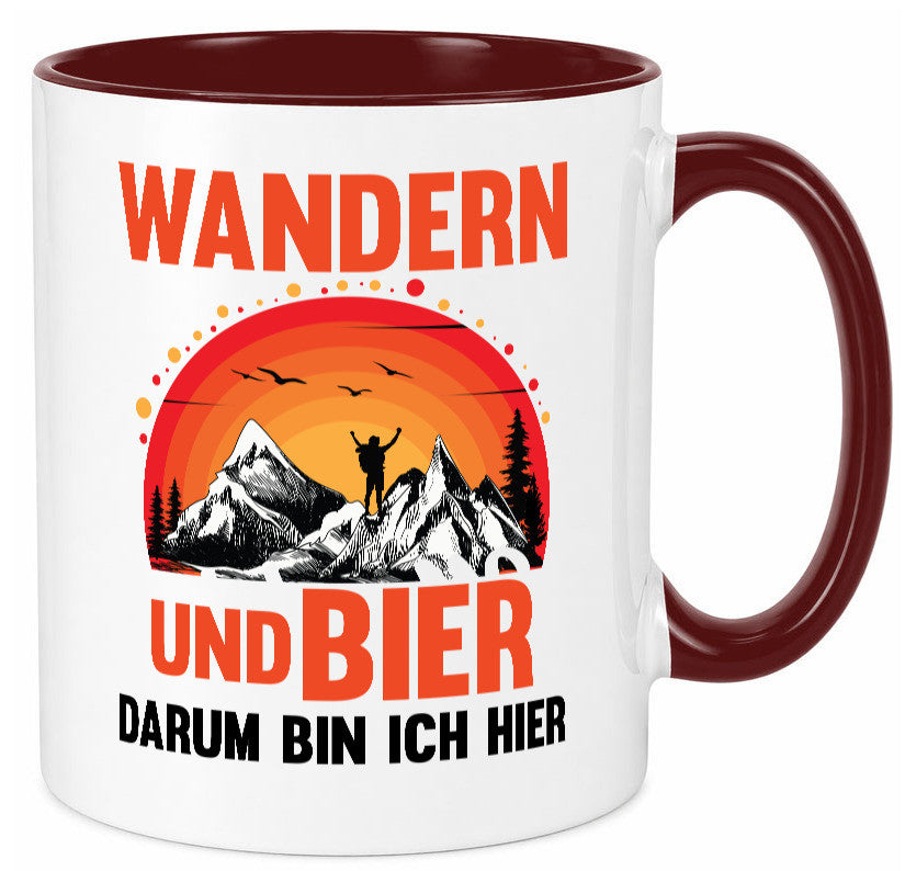 Wandern und Bier darum bin ich hier | lustiger Spruch Geschenk Humor