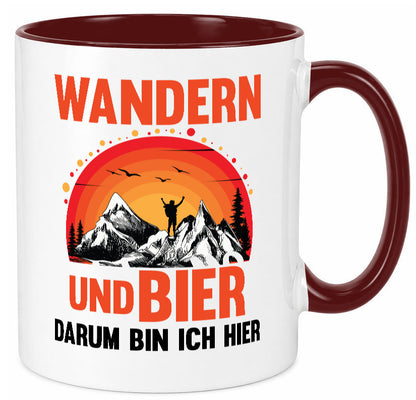 Wandern und Bier darum bin ich hier | lustiger Spruch Geschenk Humor