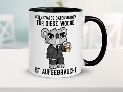 Soziales Datenvolumen | wütender Bär Einzelgänger Nerd Geschenkidee Humor Tasse