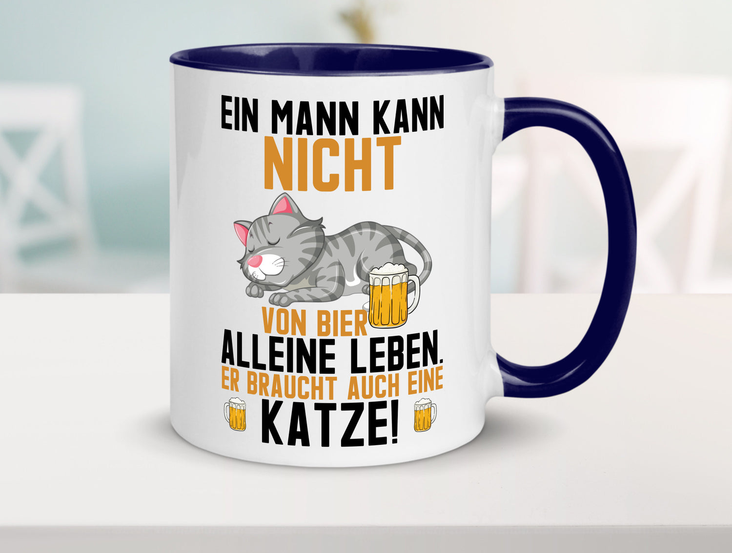 Von Bier leben | Mann braucht eine Katze Katzenliebhaber Geschenk Tierliebhaber