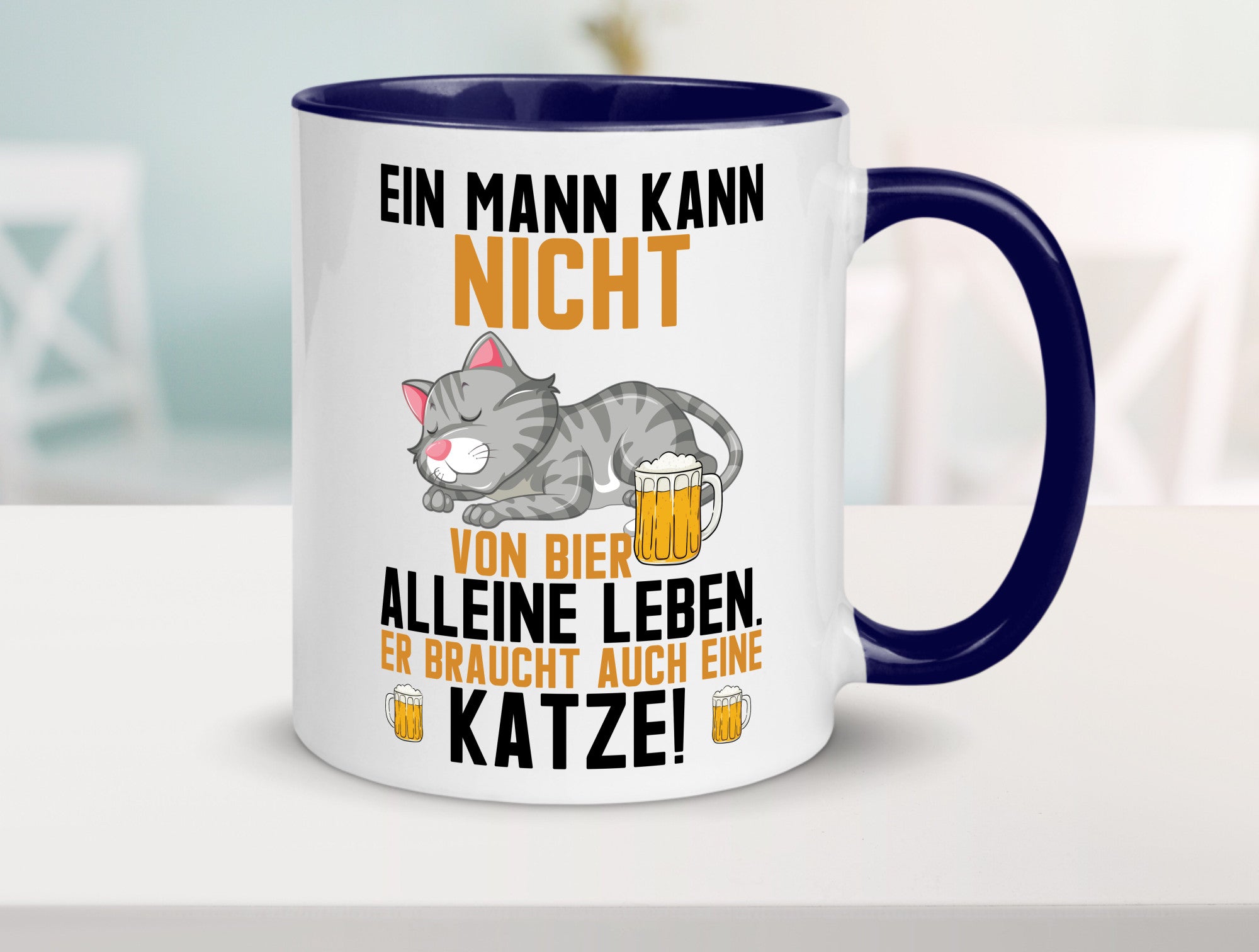 Von Bier leben | Mann braucht eine Katze Katzenliebhaber Geschenk Tierliebhaber