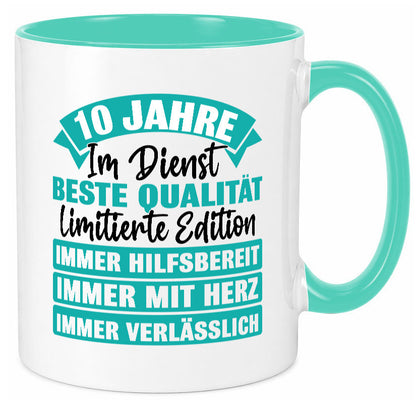 10 Jahre im Dienst | Jubiläum Arbeit lustig Kollegen Büro Geschenk Tasse
