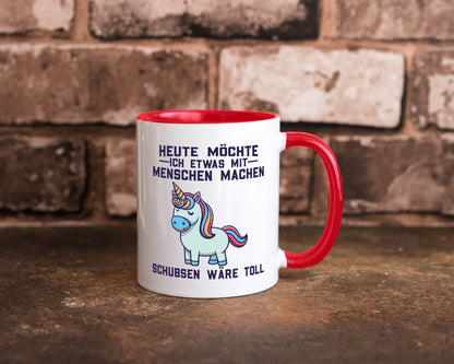 Heute möchte ich Menschen schubsen | Einhorn v2 Geschenk Humor Geschenkidee