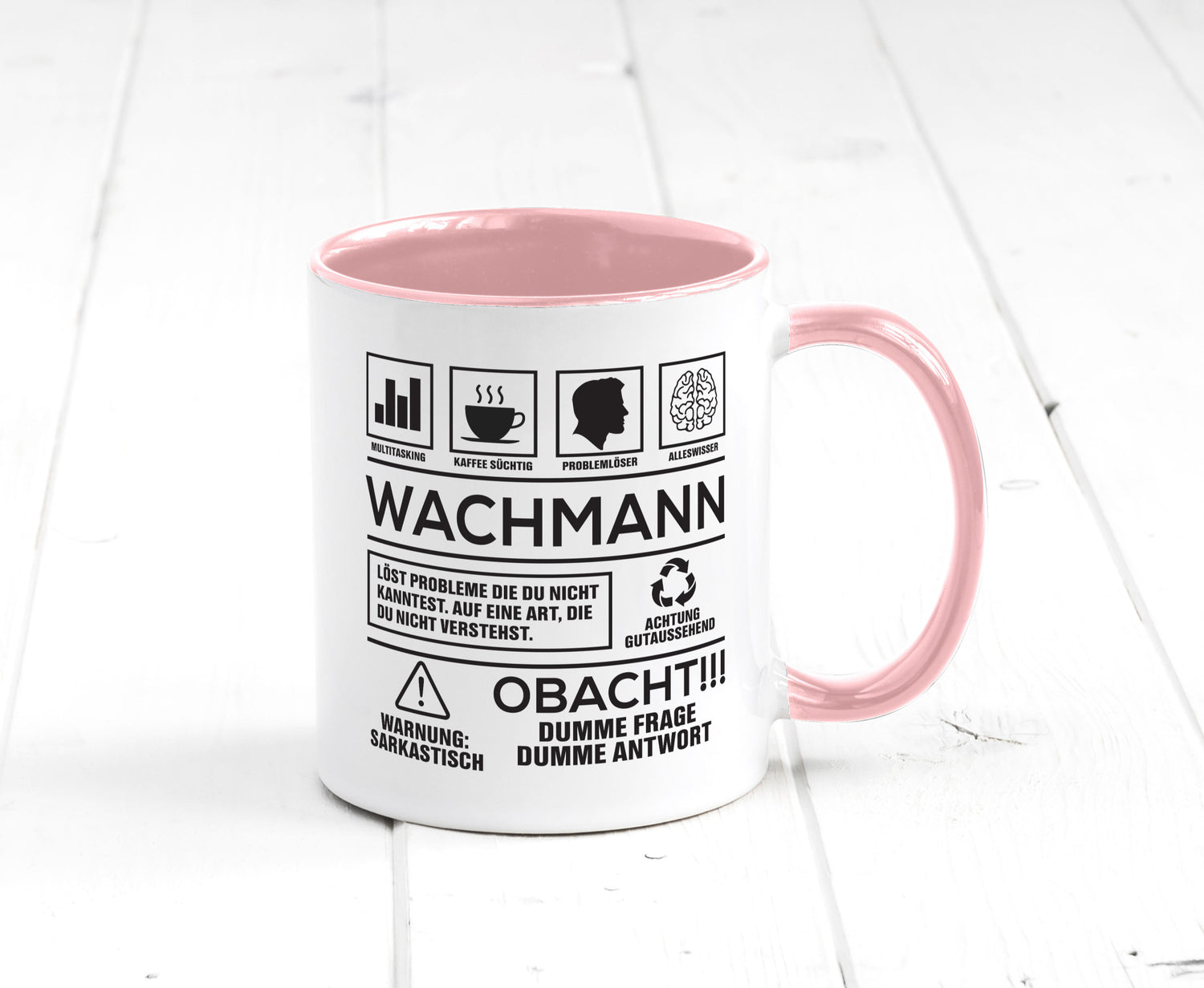 Achtung Probleme Wachmann | Wachpersonal Nachtwächter Geschenkidee Humor Tasse