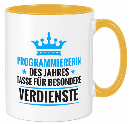 Besonderer Verdienst: Programmiererin | Software Entwickler lustig Humor Tasse