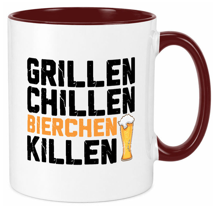Grillen Chillen Bierchen Killen | Grillmeister Party Geschenk Humor Tasse