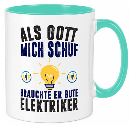 Als mich Gott schuf | Elektriker Arbeit Humor Kollegen Büro Geschenkidee Tasse