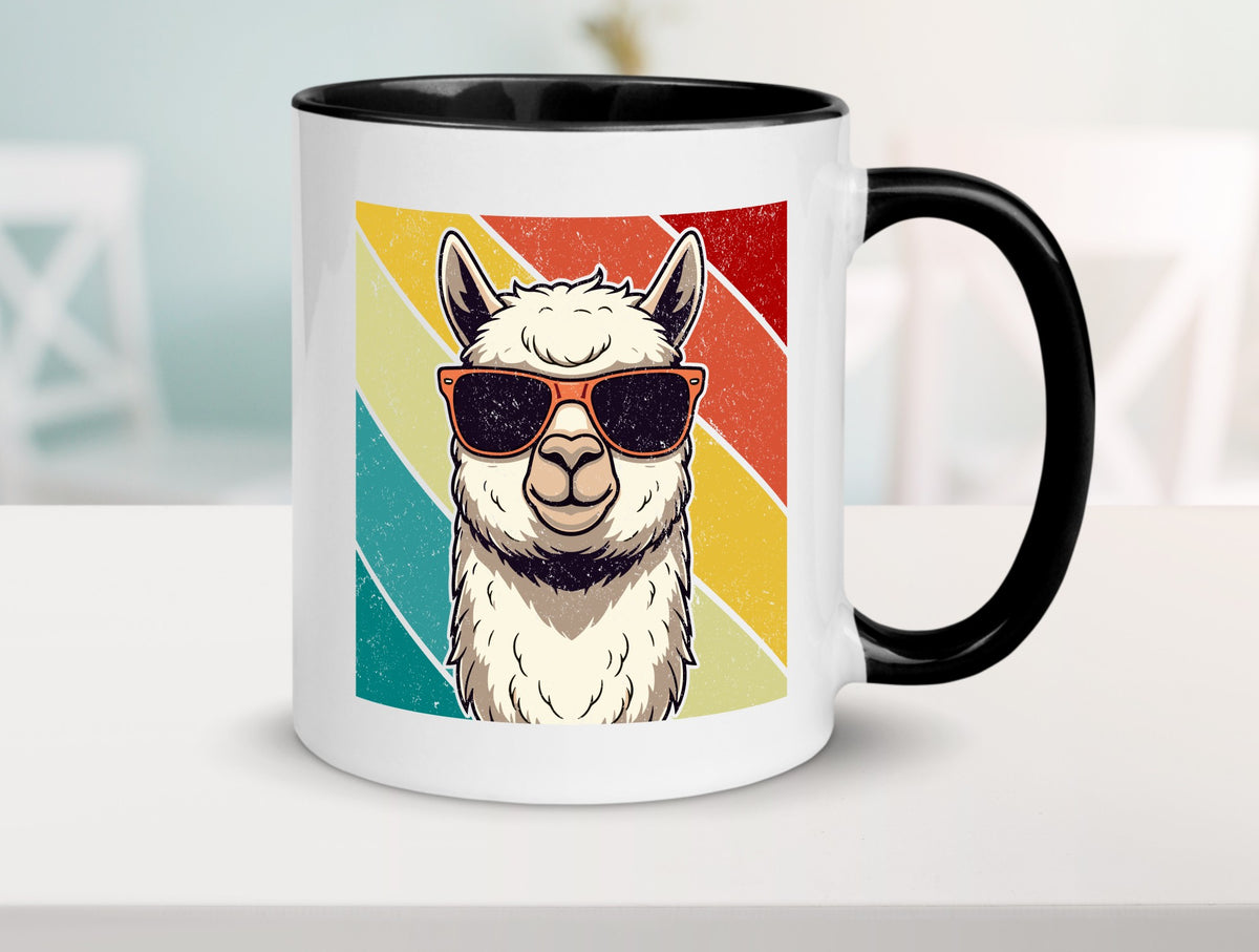 Lama | Retro Alpaka mit Sonnenbrille Geschenk Humor Geschenkidee lustiger Tasse