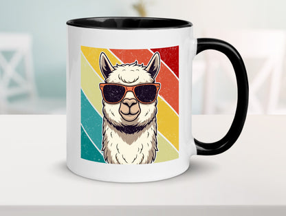Lama | Retro Alpaka mit Sonnenbrille Geschenk Humor Geschenkidee lustiger Tasse