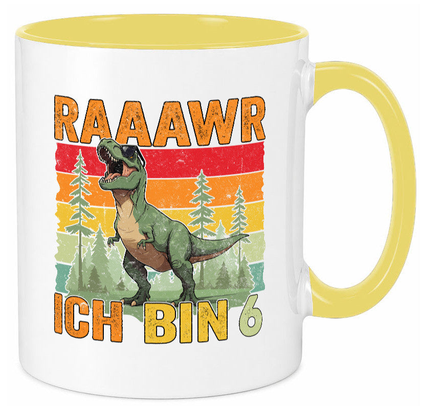 6. Geburtstag | 6 Jahre rarrrr ich bin Dinosaurier Humor Geschenkidee Tasse