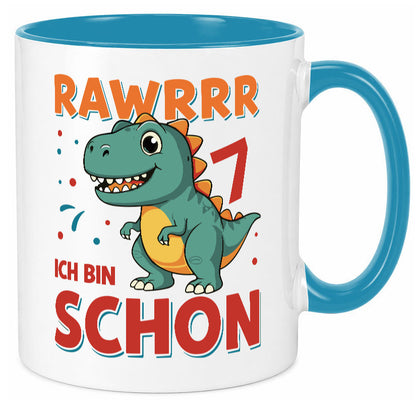 7. Geburtstag | 7 Jahre Raw ich bin schon T-Rex Geschenk Geschenkidee lustiger Tasse