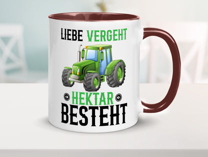 Liebe vergeht Hektar besteht | Traktor Bauer landwirt Humor Geschenkidee Tasse