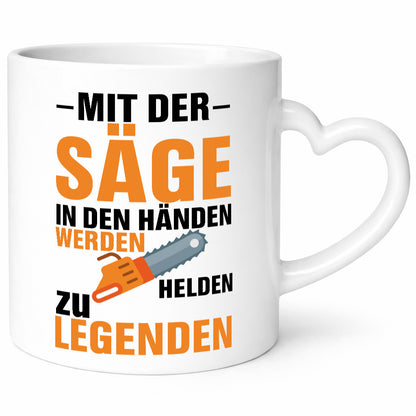 Mit der Säge in den Händen | Holzfäller lustiger Spruch Geschenk Humor