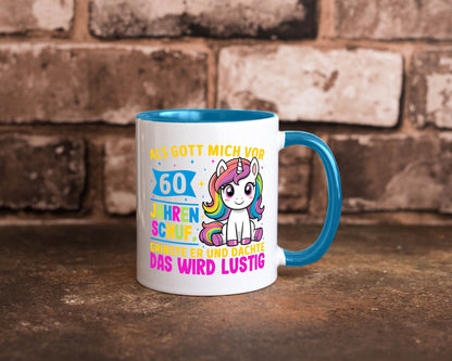 60. Geburtstag | Als Gott mich schuf 40 Jahre Geschenkidee Humor Tasse