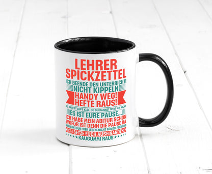Lehrer Spickzettel | Beruf Tasse lustiger Spruch vl4 lustig Arbeit Kollegen
