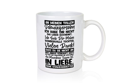 An meinen tollen Schwiegersohn vl1 Humor Familie Geschenkidee Tasse
