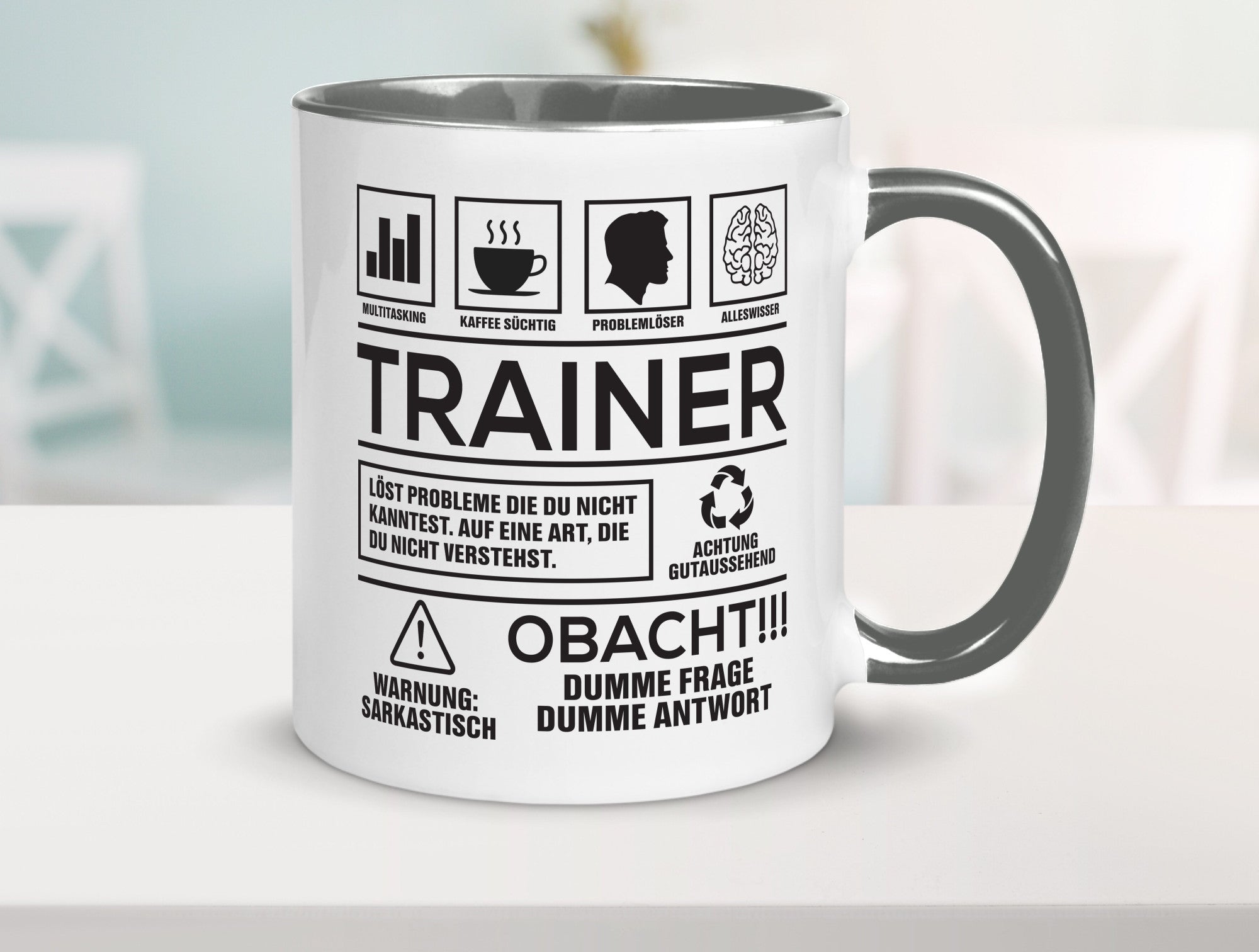 Achtung Probleme Trainer | Verein Sport lustig Humor Geschenkidee Geschenk Tasse