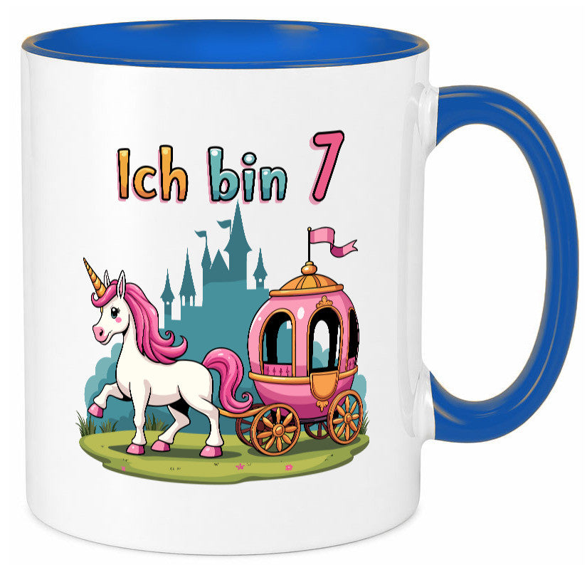 7. Geburtstag | Prinzessin in Kutsche Einhorn lustiger Spruch Geschenk