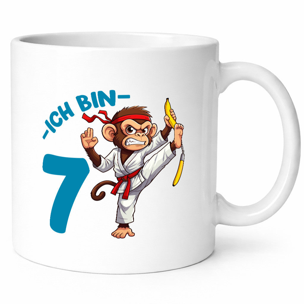Ich bin 7 | 7. Geburtstag Karate Kampfsport Affe Humor Geschenkidee Tasse