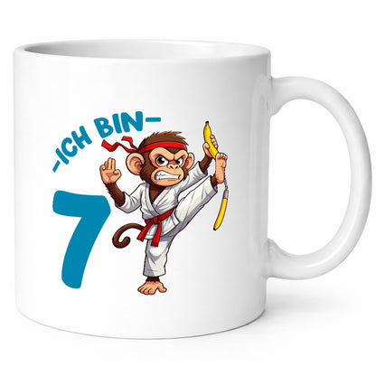 Ich bin 7 | 7. Geburtstag Karate Kampfsport Affe Humor Geschenkidee Tasse
