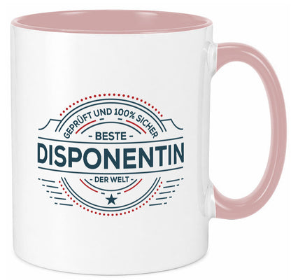Geprüft und sicher: Disponentin | Zuteilerin Geschenkidee Humor Tasse