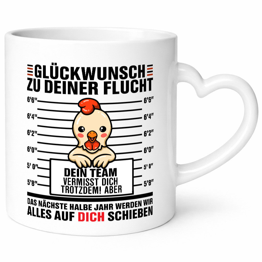 Glückwunsch zur Flucht | Abschiedsgeschenk Geschenkidee Humor Tasse