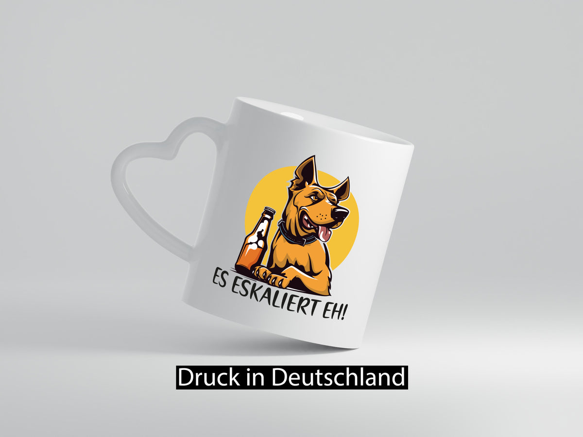 Es Eskaliert eh! | Hund Bier Hundeliebhaber Geschenkidee Tierliebhaber Humor Tasse
