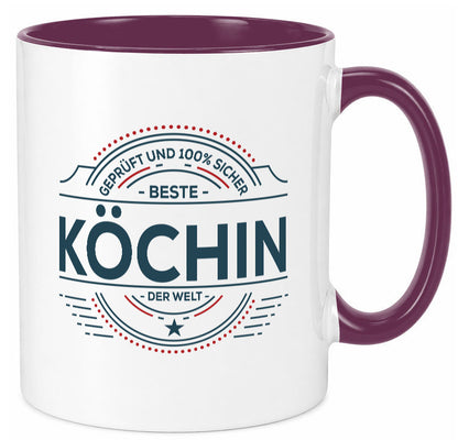 Geprüft und sicher: Köchin | Chefköchin Chefkoch lustiger Spruch Geschenk Tasse