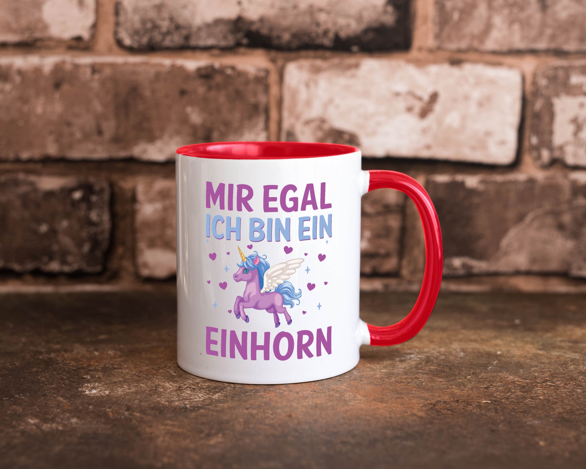 Mir egal, ich bin ein Einhorn| Herzen Geschenkidee Humor Tasse