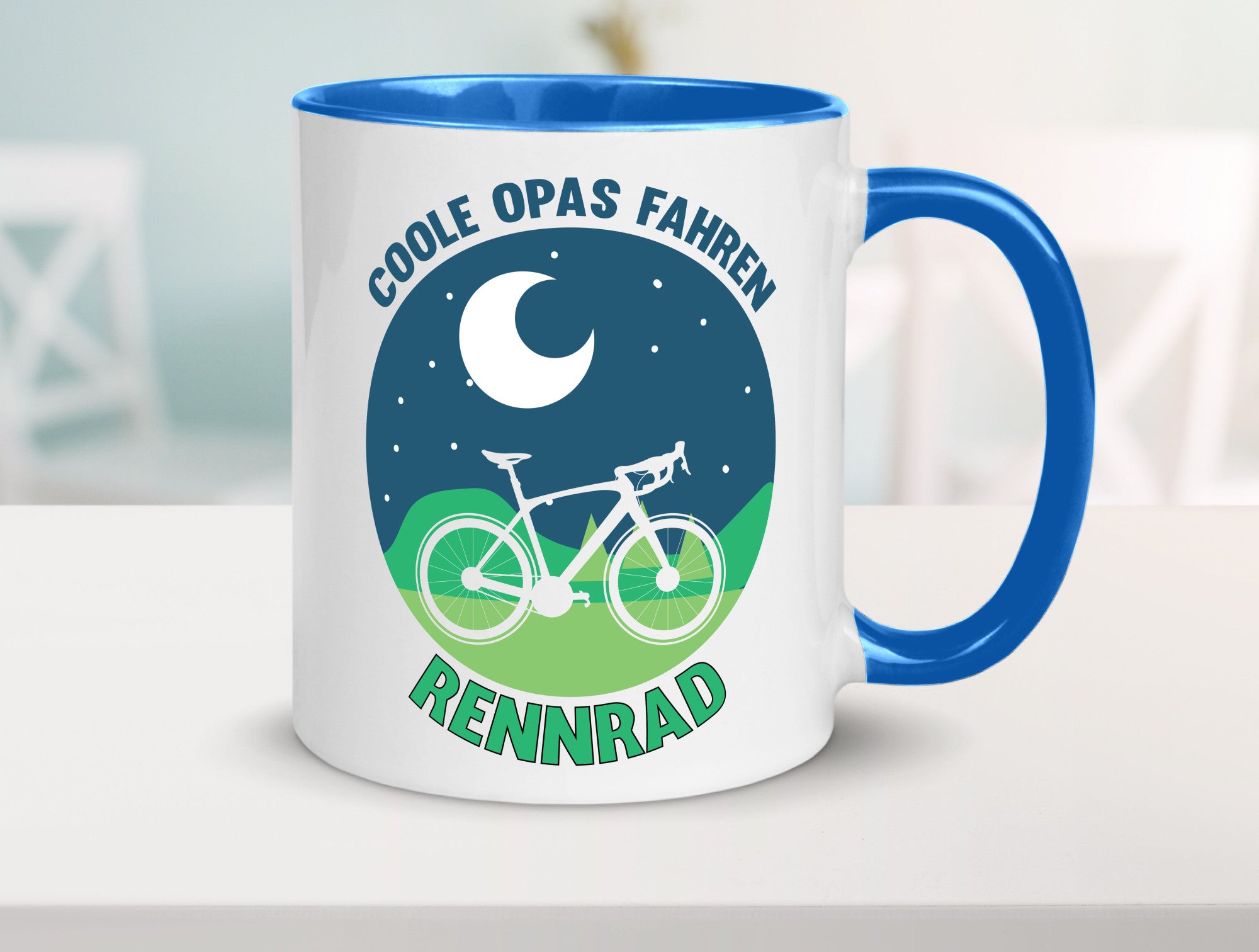 Coole Opas fahren Rennrad | Mond Landschaft Geschenk Familie Geschenkidee