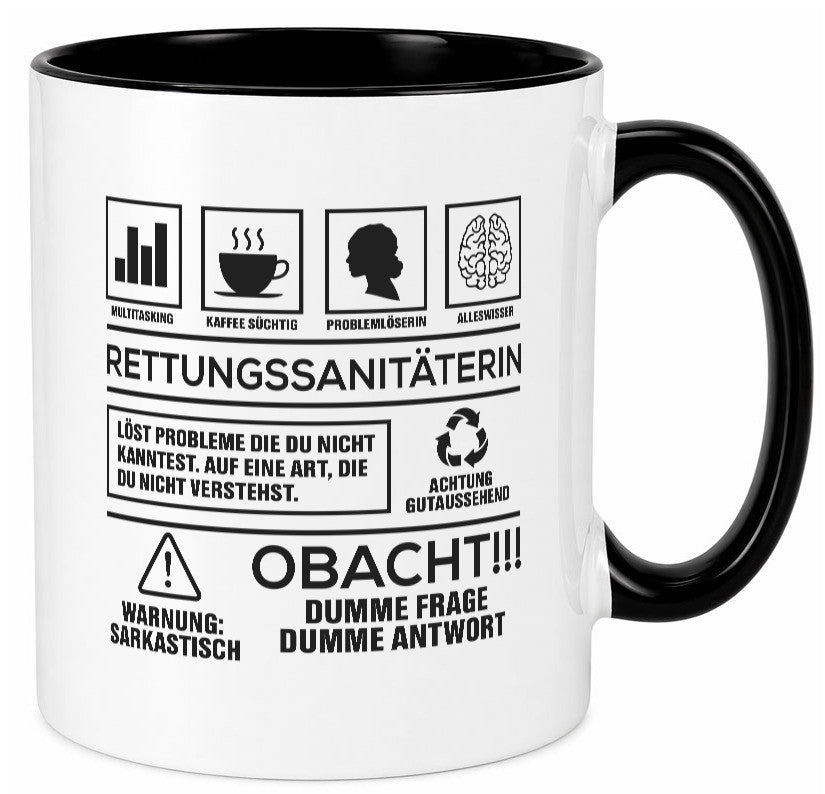 Achtung Probleme Rettungssanitäterin | Sanitäter Geschenkidee Humor Tasse