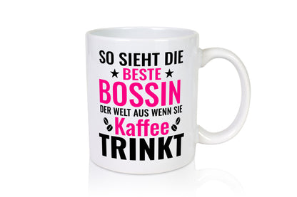 Kaffee trinkt: Bossin | Führungskraft Vorgesetzte lustig Humor Geschenkidee