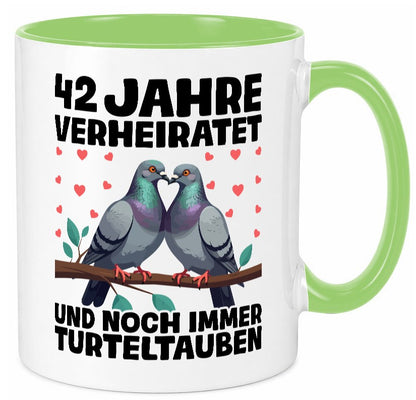 42 Jahre verheiratet | Turteltauben Ehe Ehepaar lustig Humor Geschenkidee Tasse