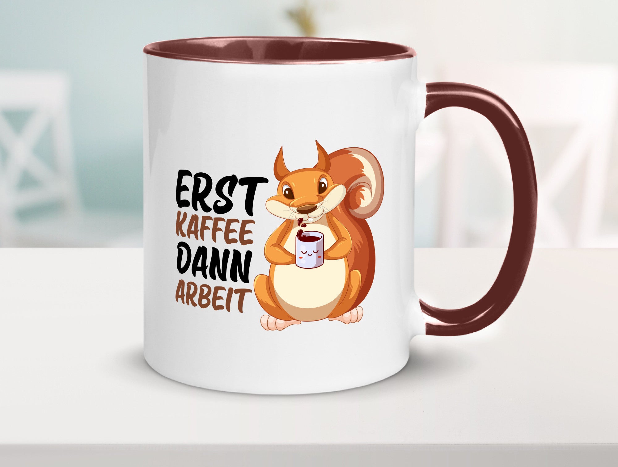 Erst Kaffee dann Arbeit | Büro Eichhörnchen Kaffeefreund Humor Kollegen